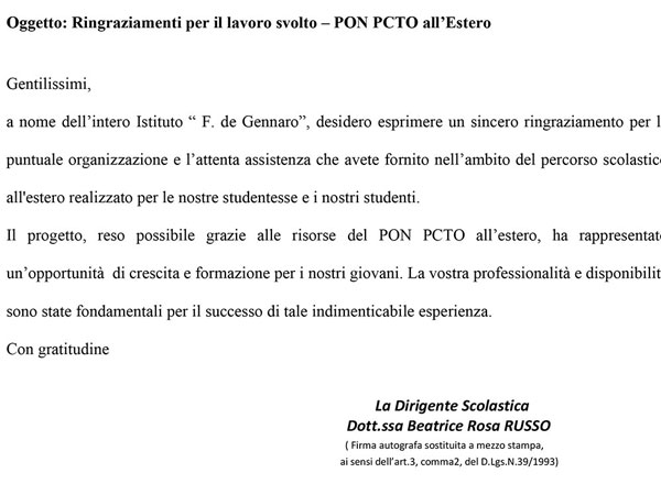 Istituto Superiore Francesco de Gennaro, la dirigente Dott.ssa Beatrice Rosa Russo